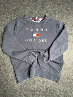 Tommy Hilfiger Kids Dark Blue Logo Crew Neck Pullover Sweatshirt XL Knit